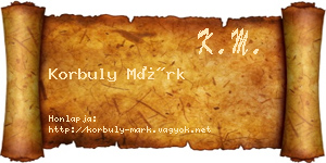 Korbuly Márk névjegykártya